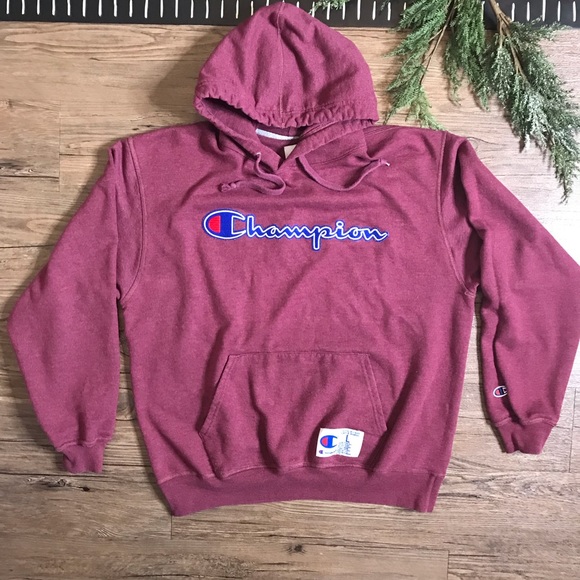 Champion Embroidered Maroon Hoodie Men’s Large - Picture 4 of 6
